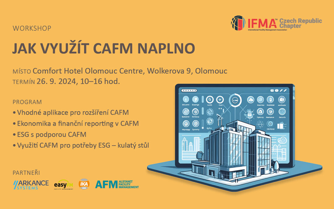 Online přenos, workshop 26. 9. 2024, Olomouc: JAK VYUŽÍT CAFM NAPLNO